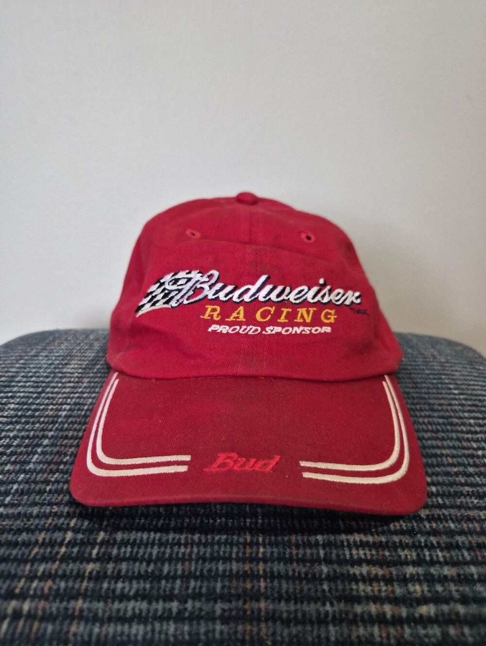 Vintage Budweiser Racing Stitched Red Cap | Size OS